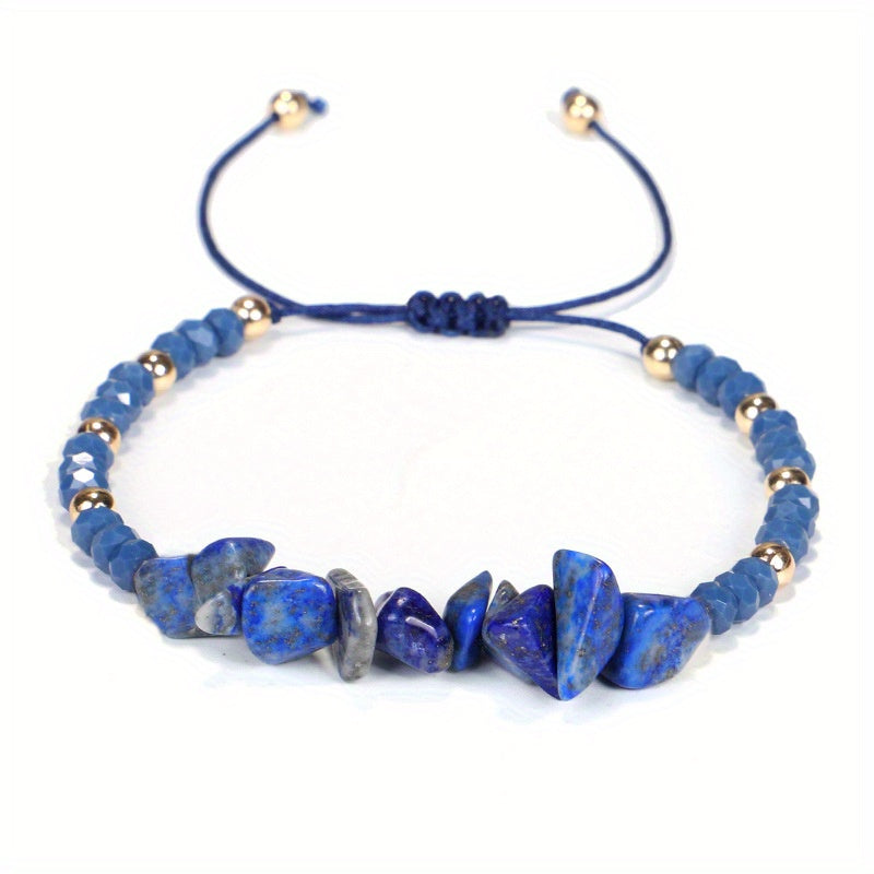 Colorful Crushed Stone Beads Braided Yoga Bracelet
