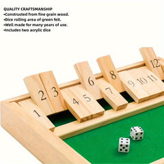 Wooden Game Board with Numbered Dice - Classic British Pub Game
