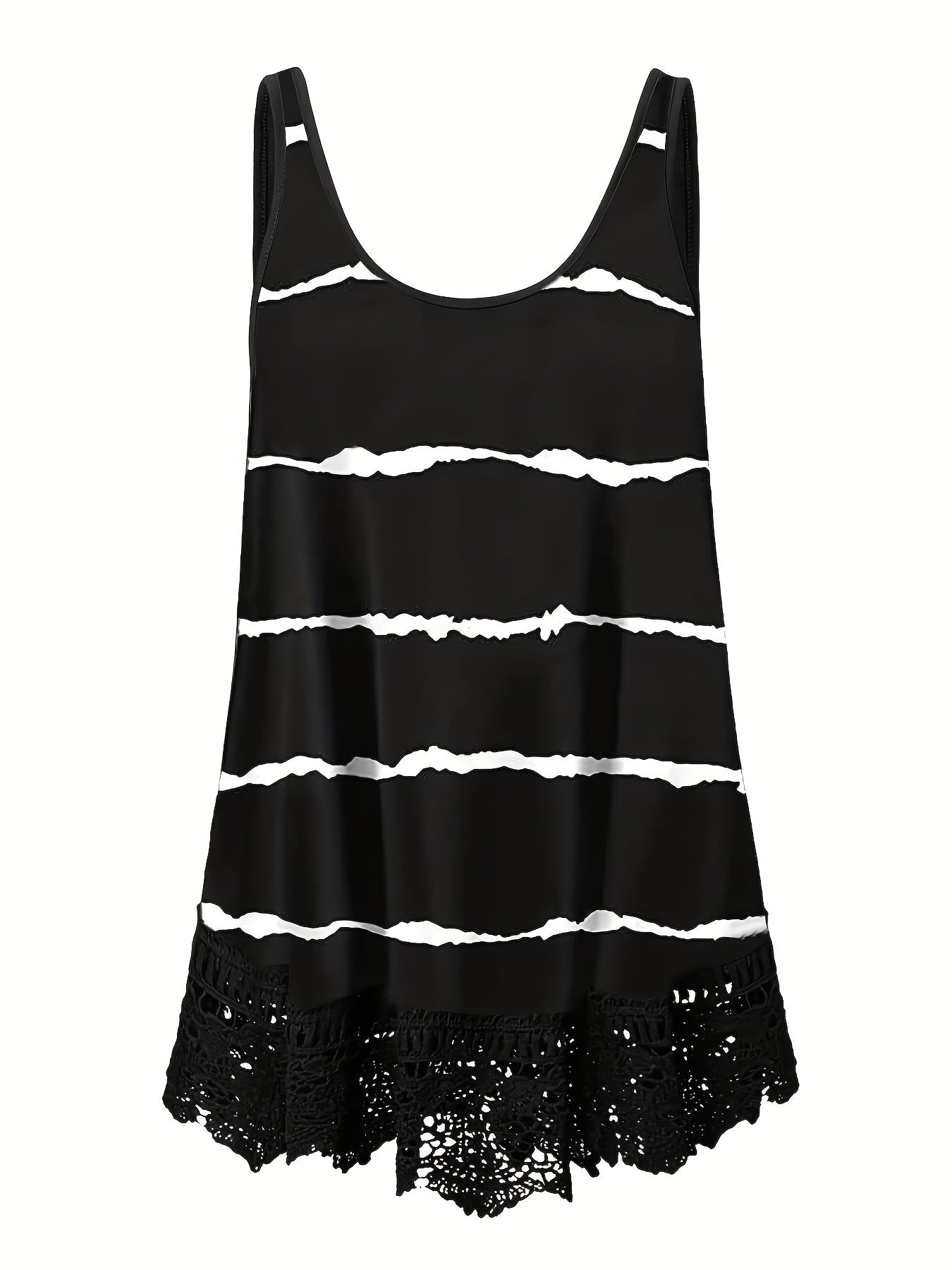 Rose Print Lace Trim Tank Top Sleeveless Summer Casual Women's Clothing