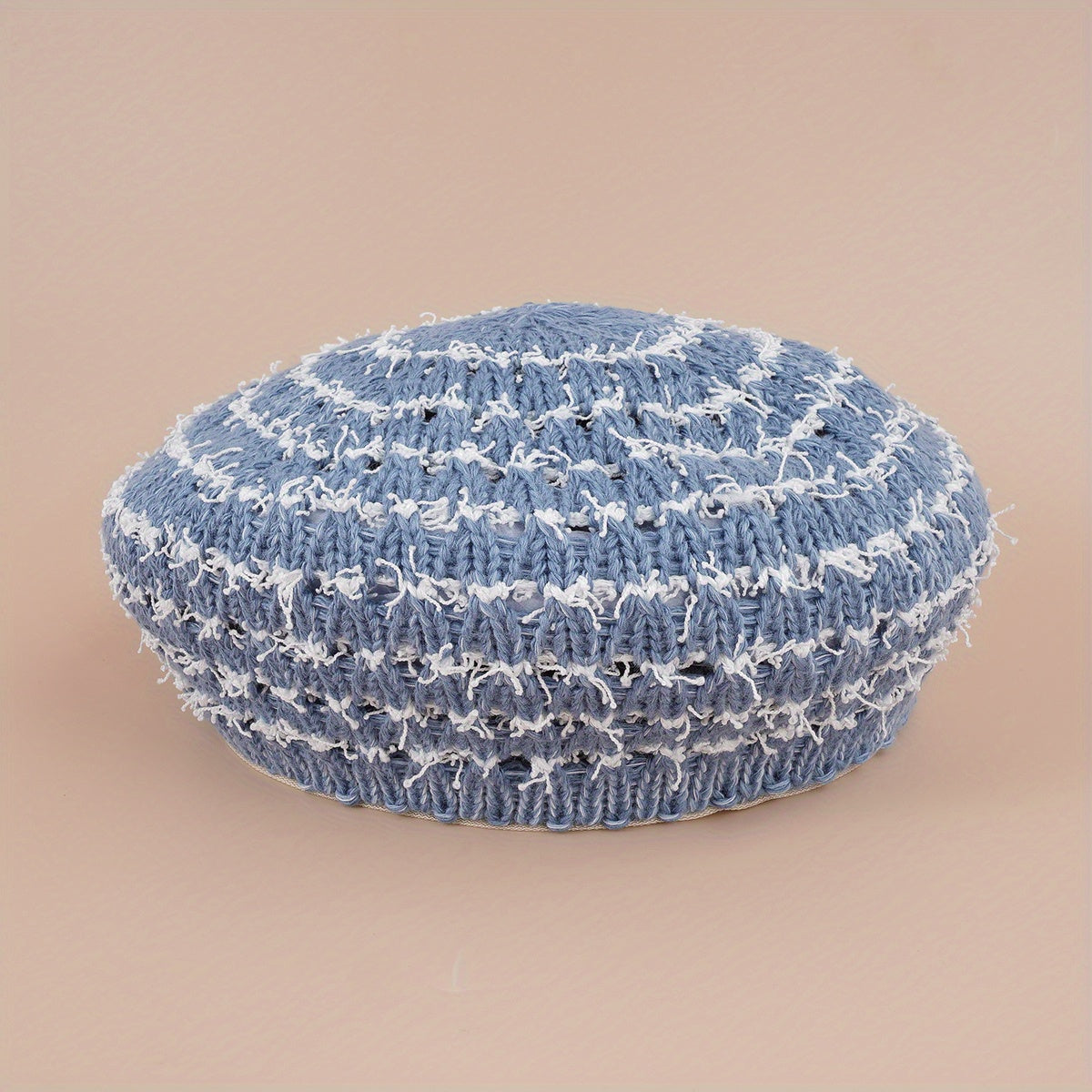 Striped Hollow Beret Hat Summer Breathable All-match Painter Hat