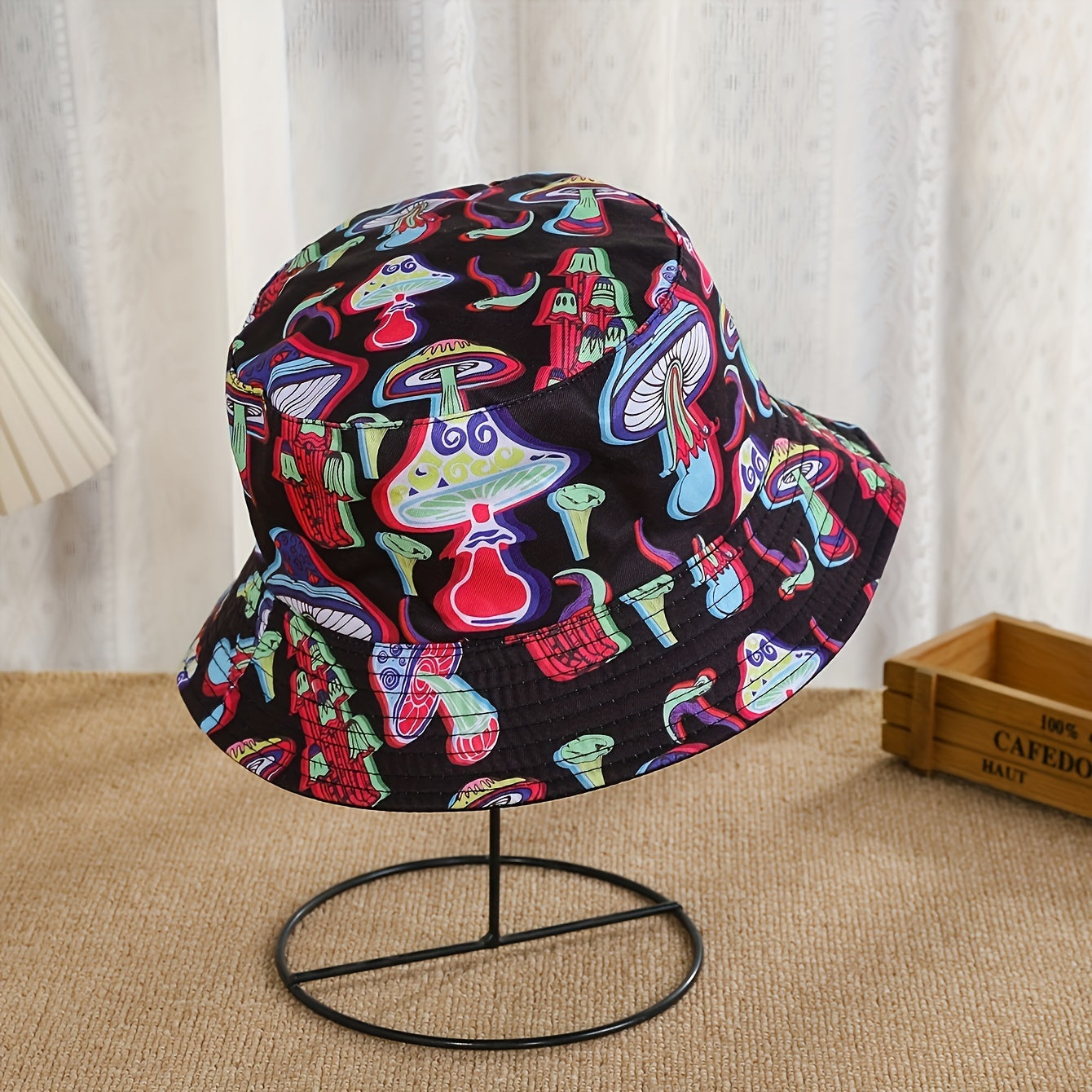 Mushroom Print Fisherman Hat Sunshade for Men and Women
