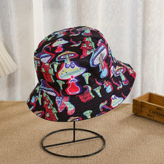 Mushroom Print Fisherman Hat Sunshade for Men and Women