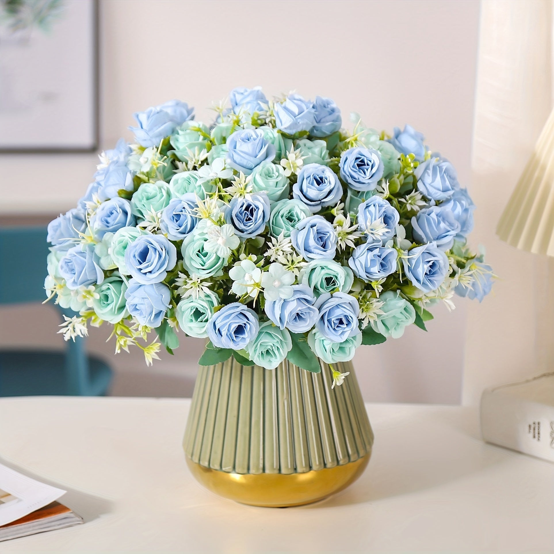 10 Forks Artificial Rose Flowers Real Touch Arrangement Home Room Wedding Decor