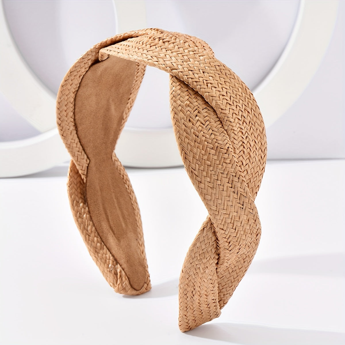 Straw Twist Headband Wide Brim Solid Hair Hoop Boho Party Banquet