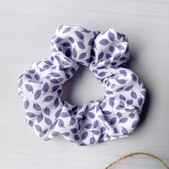 5pcs Leaf Pattern Chiffon Scrunchies Hair Tie Ponytail Holder for Women Girls