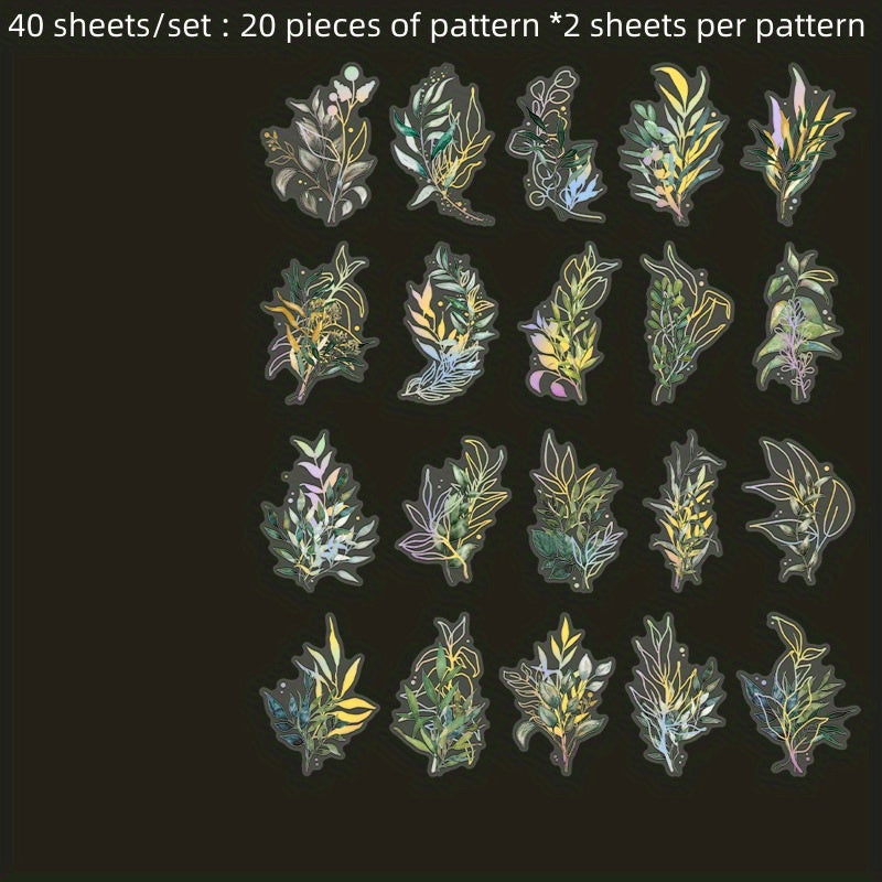 40 Sheets Retro Flower Plant Stickers for DIY Projects Notebooks