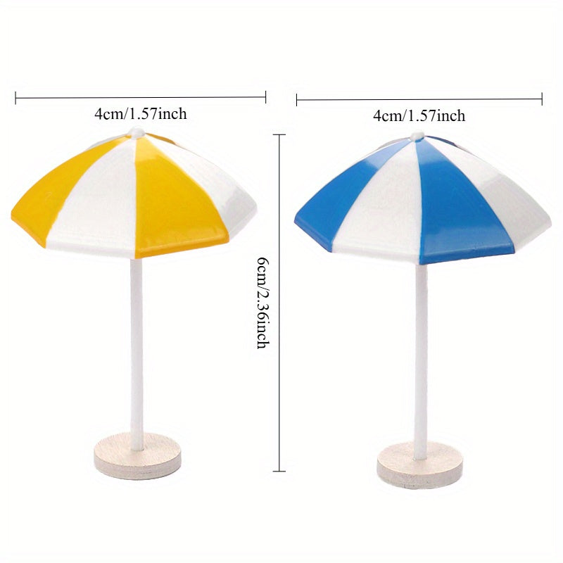 1:12 Scale Yellow Beach Umbrella Set with Wooden Stands