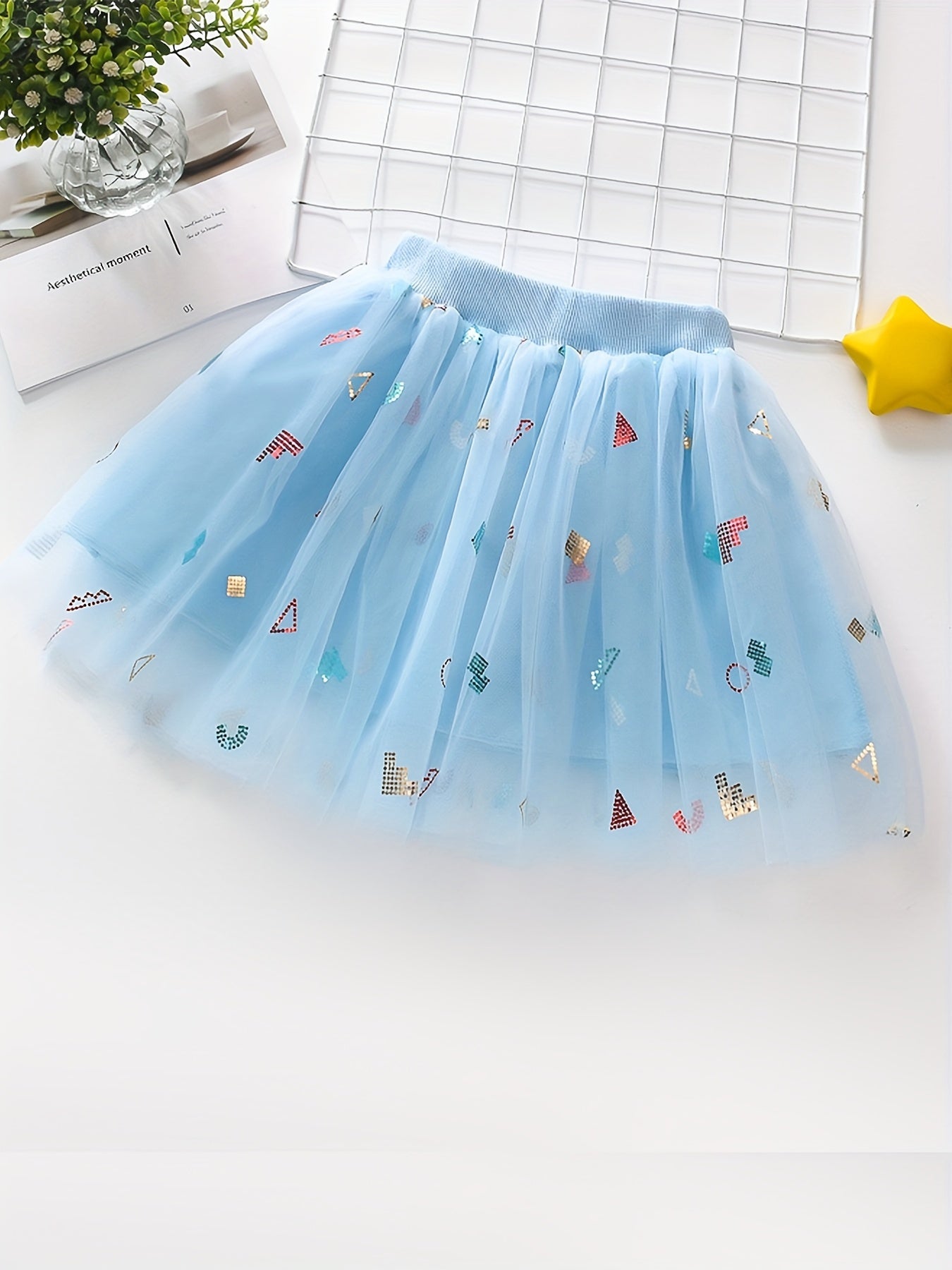 Toddler Girls Sequin Tutu Skirt Mesh Skirt For Summer Party Dance Performance