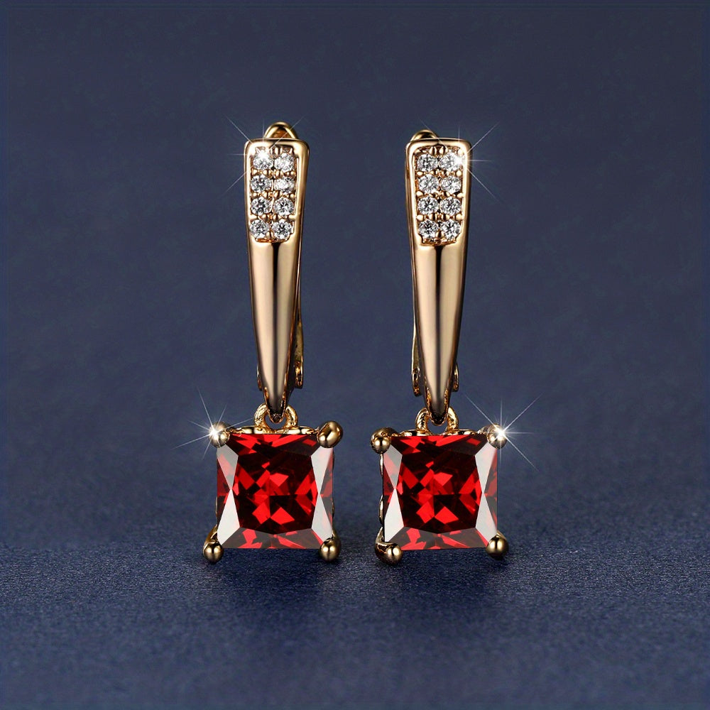 Emerald Earrings 18K Plated Ornament For Women Daily Decor Jewelry