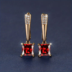 Emerald Earrings 18K Plated Ornament For Women Daily Decor Jewelry