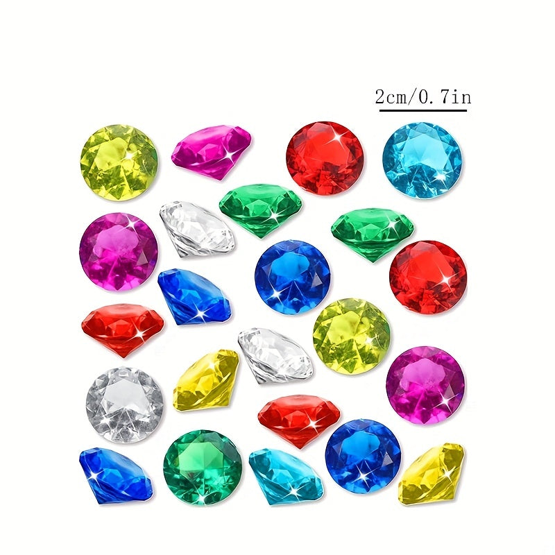 40pcs Diving Gems Pool Toys Large Acrylic Gems Pirate Treasure Chest