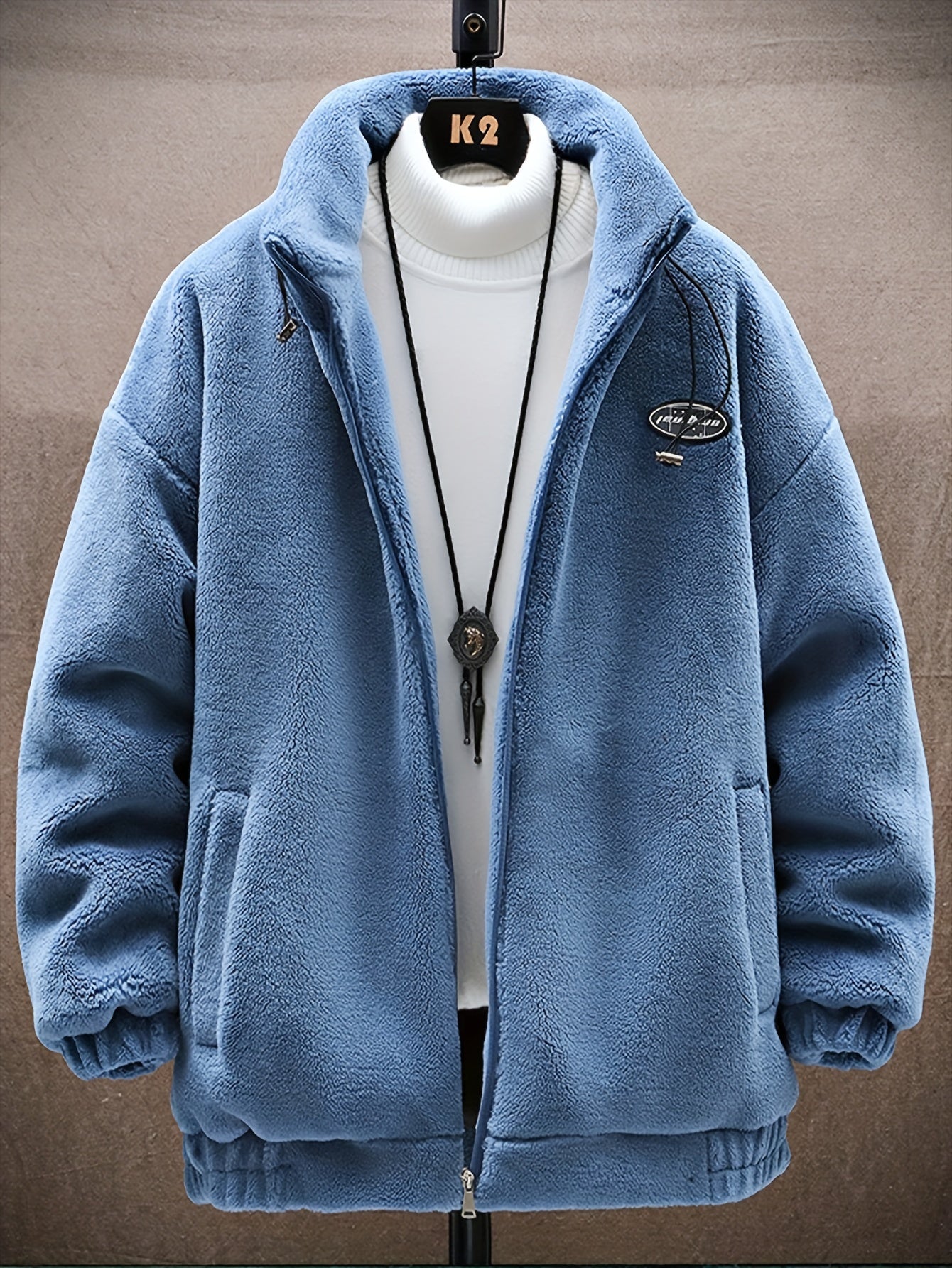 Men's Fleece Stand Collar Jacket Active Zip Up Coat