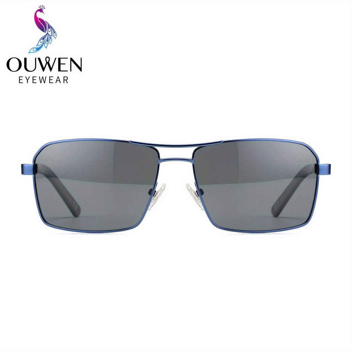 OUWEN Vintage Rectangular Frame Polarized Aviator Sunglasses For Men