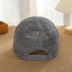 Glitter Shinny Knitted Baseball Cap Solid Hollow Breathable Dad Hat