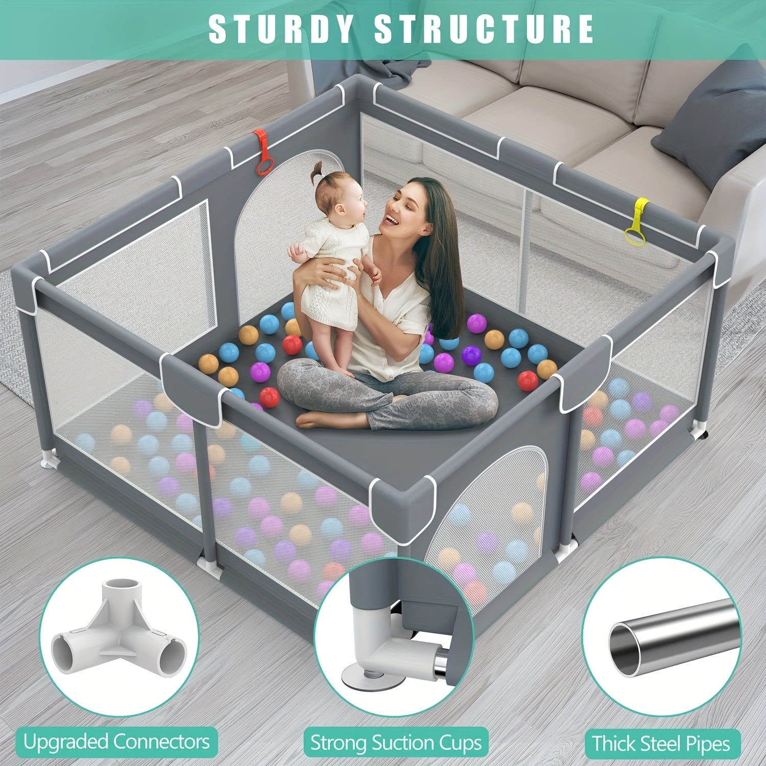 Large Secure Play Yard for Babies & Toddlers