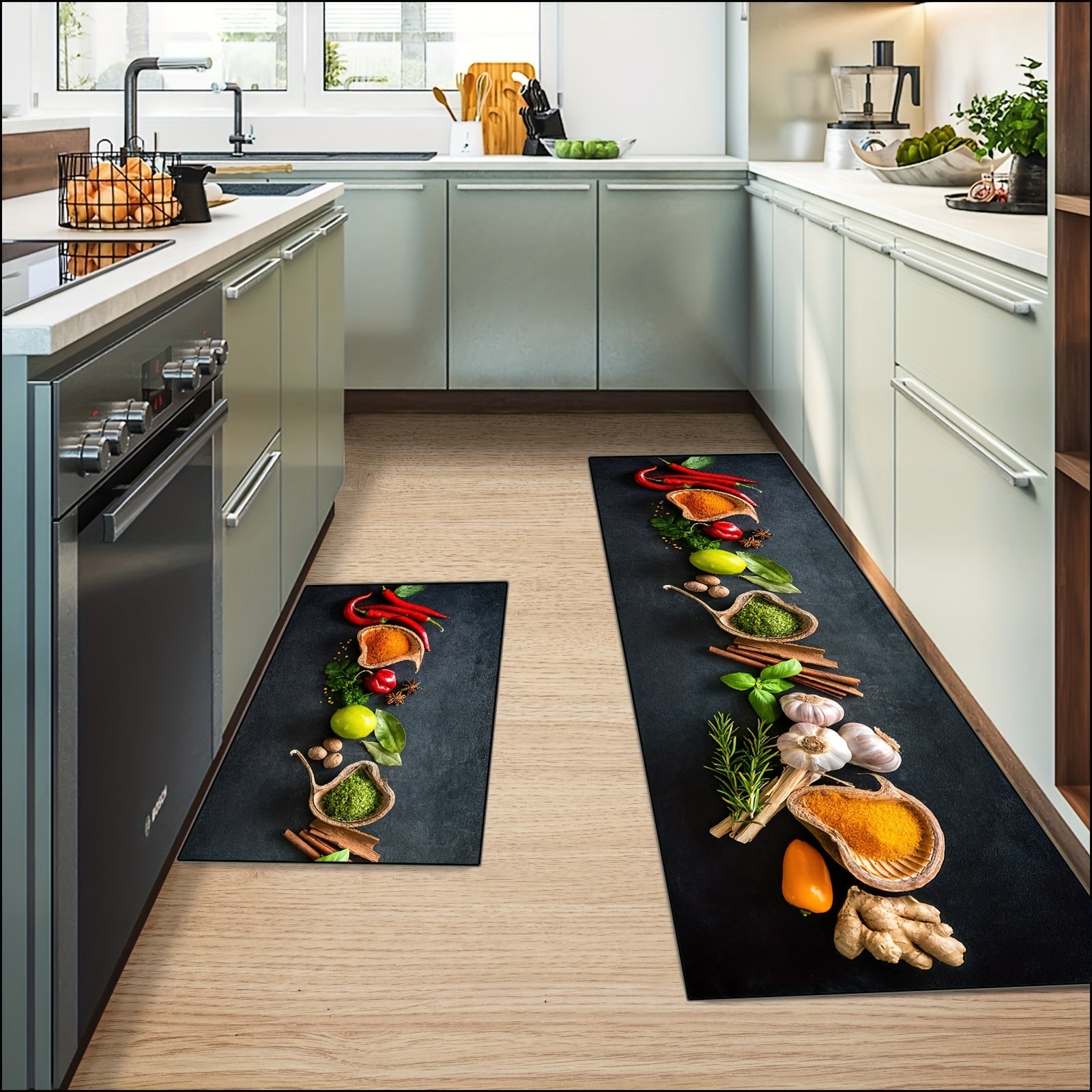 Non Slip Waterproof Kitchen Mat Set Soft Runner Rug