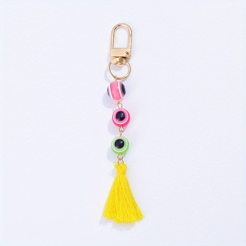 Evil Eye Keychain Amulet Good Luck Block Key Ring Purse Bag Backpack Car Accesso