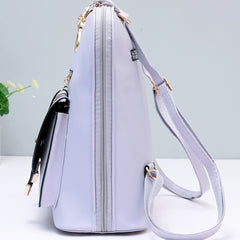 Zipper Around Backpack PU Leather Daypack Women's Convertible Shoulder Bag