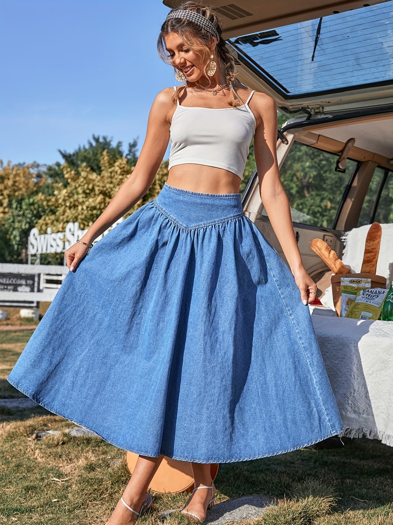 High Waist Denim Circular Skirt Women's Jeans