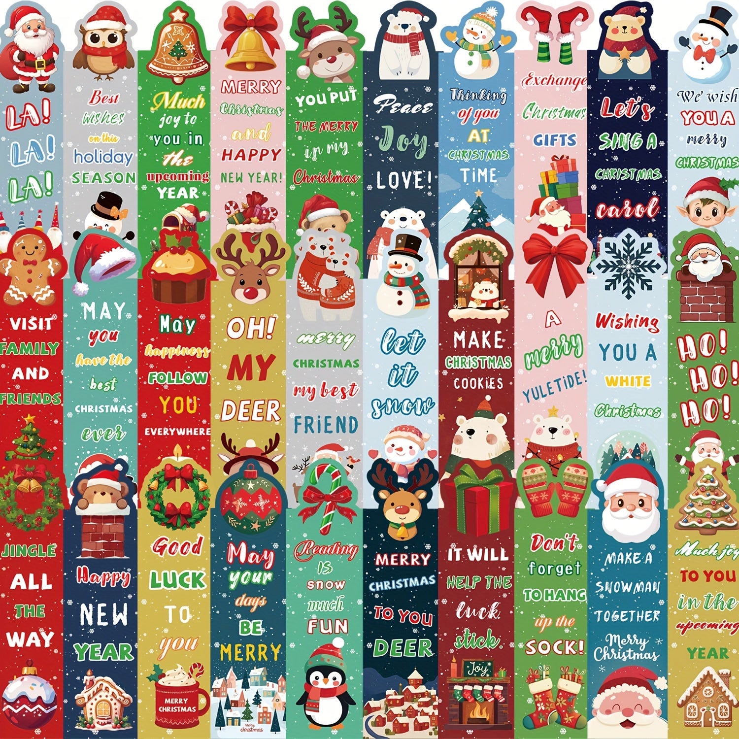 GUTBD 30Pcs Christmas Bookmarks Set - Festive Characters Paper Tags