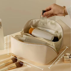 Large Capacity Travel Cosmetic Bag Leather Makeup Bag