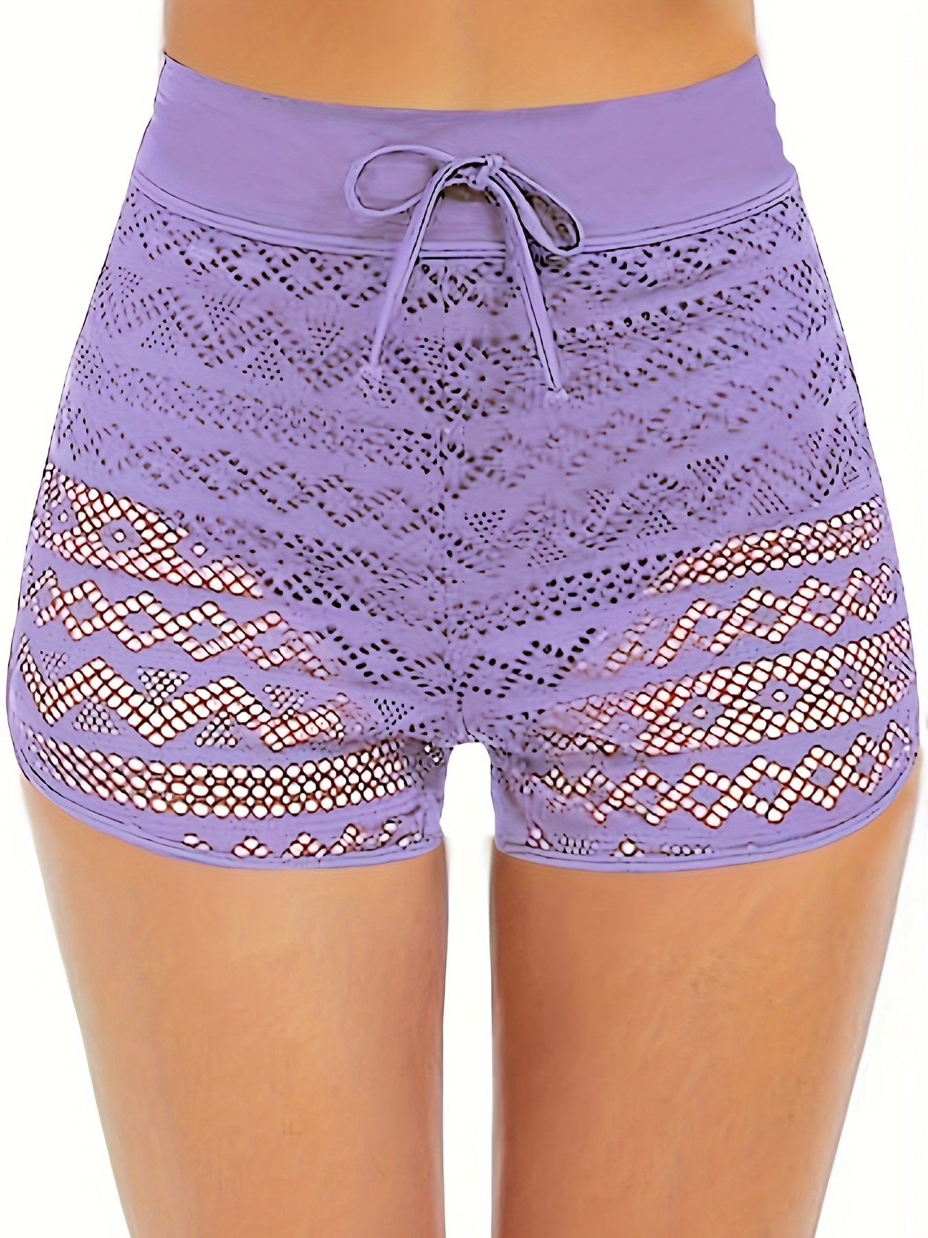  Lace Tie Waist Beachwear Shorts