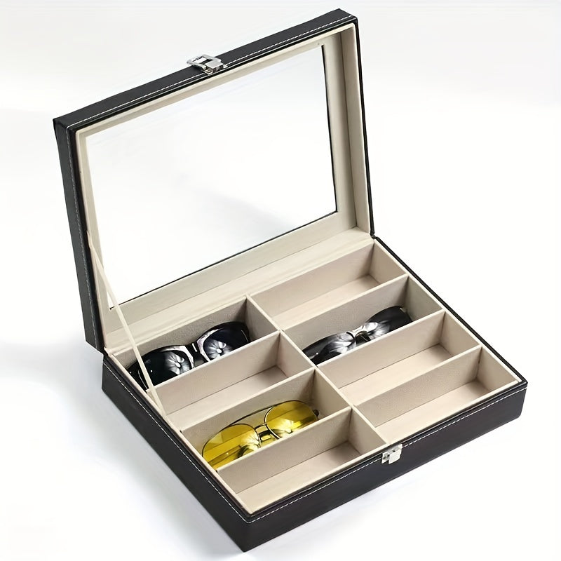 8 Slots Sunglasses Organizer PU Leather Eyewear Display Case