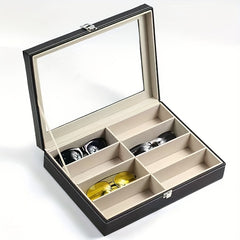 8 Slots Sunglasses Organizer PU Leather Eyewear Display Case