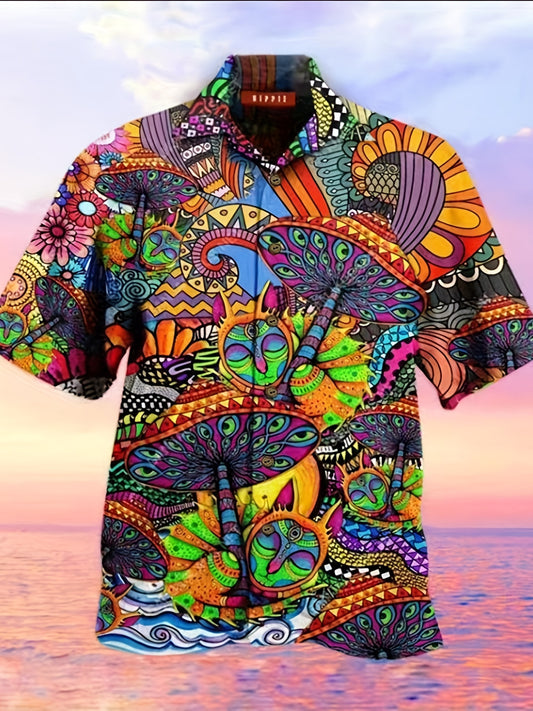 Men's Hawaiian Shirt for Summer Vacation - Colorful Resort Wear