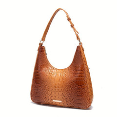 Crocodile Pattern Leather Handbag Ombre Shoulder Purse