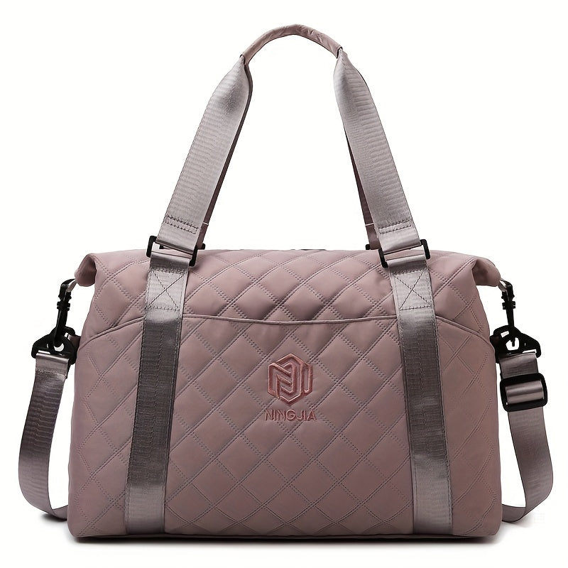 Large Capacity Argyle Pattern Travel Duffle Bag