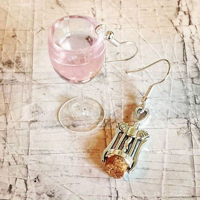 Funny Wine Glass & Bottle Opener Earrings - Holiday Gift
