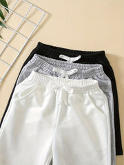 3pcs Letter Tab Print Boys Comfortable Creative Shorts