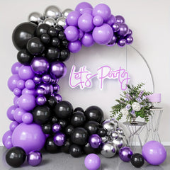 134pcs Purple & Silver Balloon Arch Garland Kit for Party Decoration