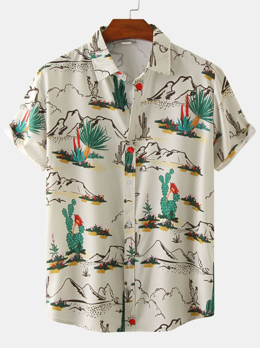 Men's Graphic Printed Casual Short Sleeve Shirt