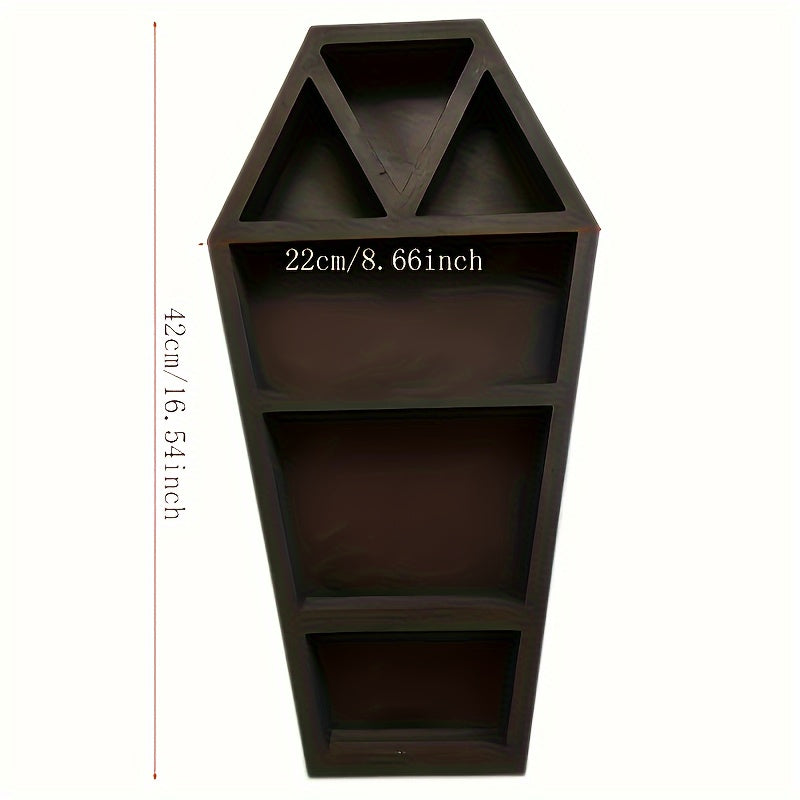 Wooden Gothic Coffin Holder Desk Organizer Storage Rack Wall Mounted