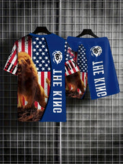 Lion & Flag Print 2-Piece Outfit for Men