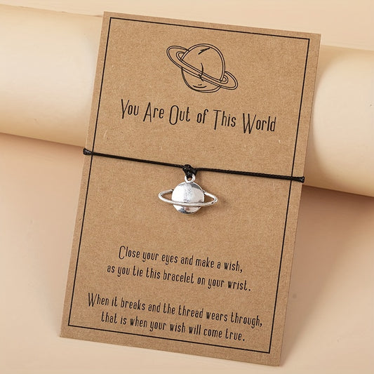 Planet String Bracelet Adjustable Rope Dainty Hand Jewelry Gift