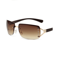 Rectangle Sunglasses for Women Stylish Y2k Shades Brown Metal Frame