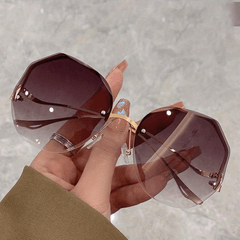 Round Rimless Sunglasses Gradient UV400 Sun Shades For Party Beach
