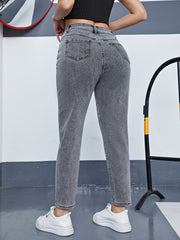  High Rise Tapered Leg Jeans