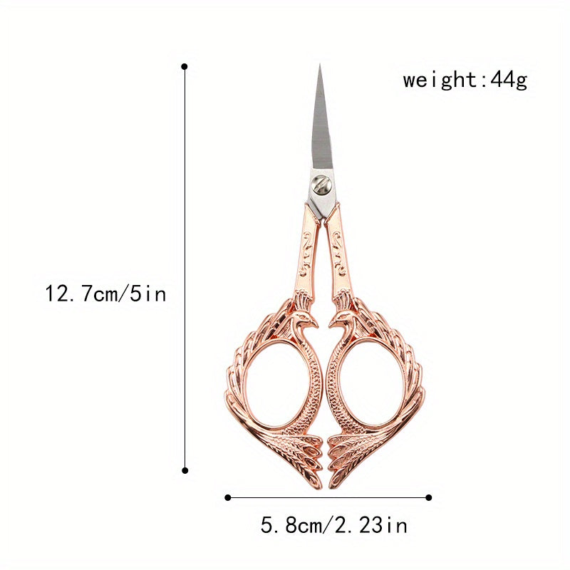 Vintage Peacock Scissors Stainless Steel Zinc Alloy Pointed And Sharp