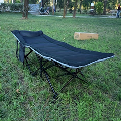 Portable Outdoor Folding Bed with Pocket for Office Nap, Camping, Picnic