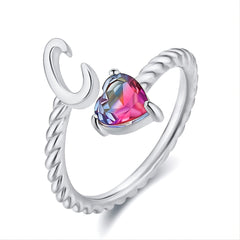 Adjustable Initial Letter Ring Zircon Rings For Women