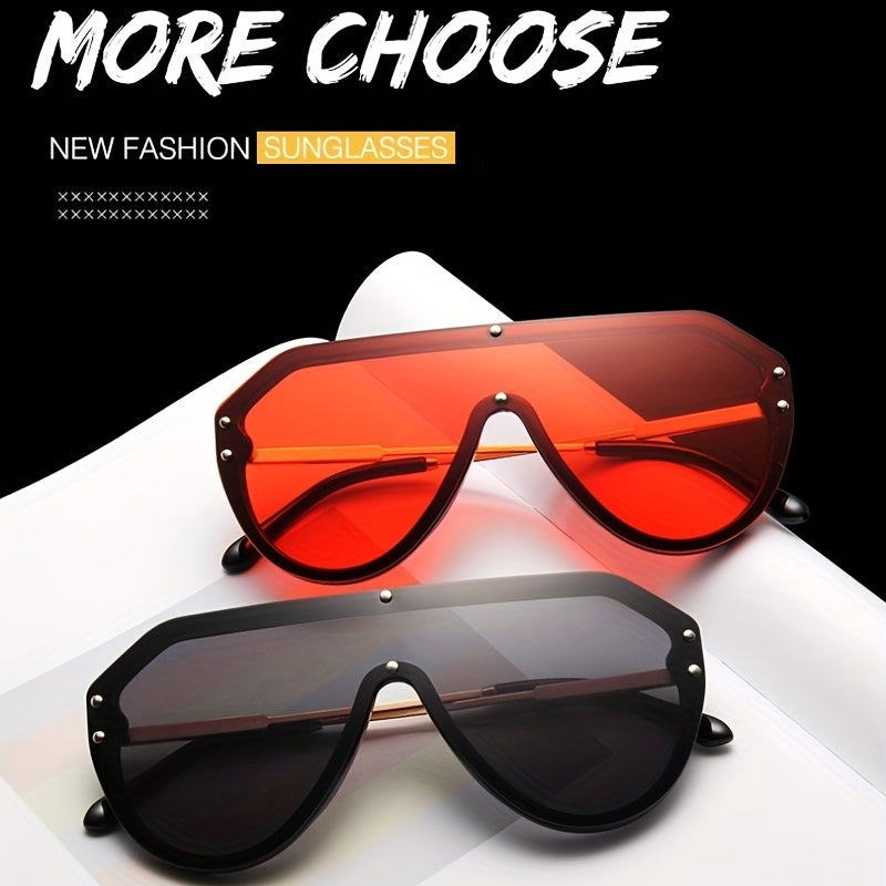 Y2K Aviator Sunglasses Punk Rivet UV400 Sun Shades for Beach Party Club