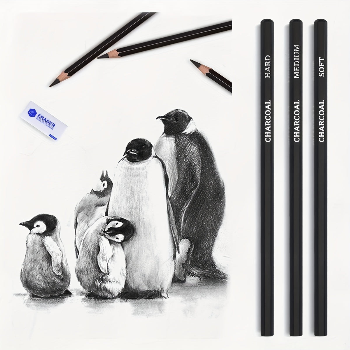 33-Piece Pro Drawing Kit Sketching Pencils Set Travel Case Charcoal Stick
