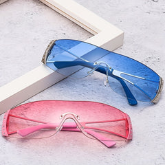 Y2K Rhinestone Wrap Sunglasses Gradient Lens UV400