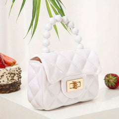Colorful Pearl Argyle Bag Princess Handle Bag Purse