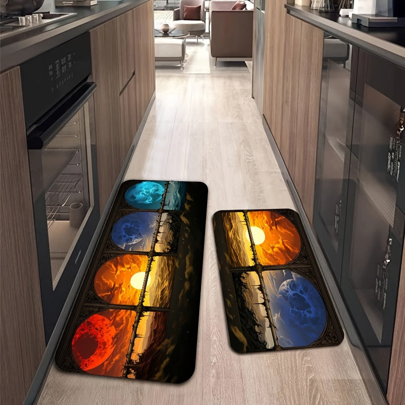 Building Pattern Rug Cartoon Bridge Floor Mat Rectangular Carpet