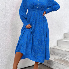  Dot Print Maxi Smock Dress